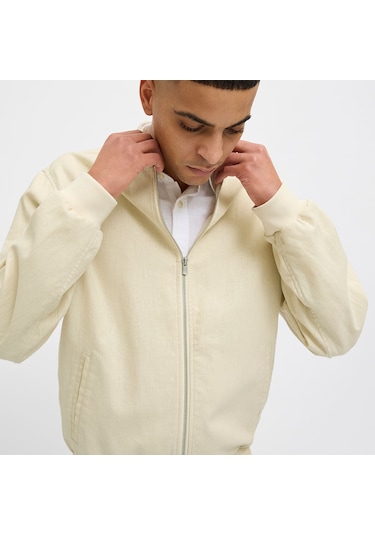 Jack&jones Blaleister Linen Blend Bomber Erkek Bej Klasik Yaka Ceket Bej