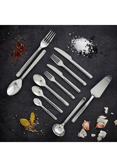 8 Kişilik Çatal Bıçak Takımı, Paslanmaz Çelik, 56 Parça Açık Gri