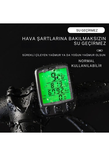 Bisiklet Km Hız Sayacı Led Ekran Hız Göstergesi - Su Geçirmez Siyah