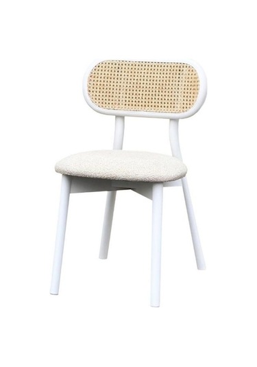 Orpheus Bambu Hasırlı Ahşap Sandalye Beyaz