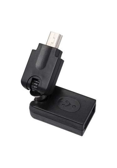 Gajeena Araç Otg Adaptörü Mini Usb 5pin Erkekden Usb2.0 Dişiye 360 Döner 90 Katlanır Siyah Usb Flash Disk, Kart Okuyucu Bağlanır