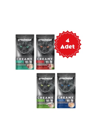 Prochoice Creamy Karışık Sıvı Kedi Ödülü 4x15gr 4 Paket