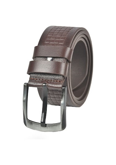 Deepsea Erkek Kahve Hakiki Manda Derisi Kot Kemeri 4,5 Cm Kare Desenli Spor Kot Kemeri 2402632 Kahve