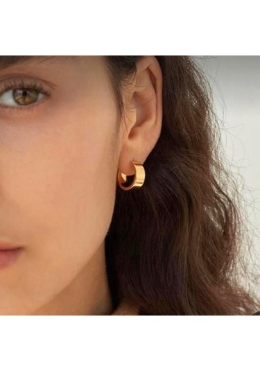 Geniş Bombeli Halka Küpe Rose Gold