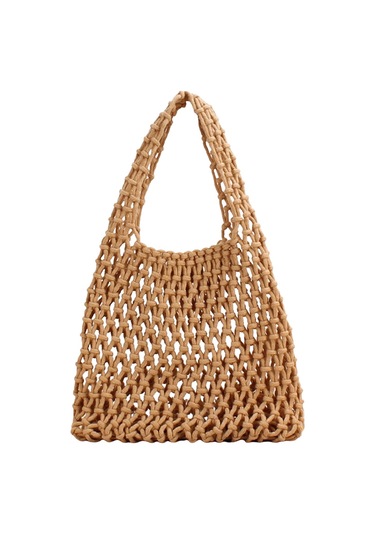 Suntek Omuz Çantası Saplı Çanta Plaj Tote Kadın Kahverengi Kahverengi