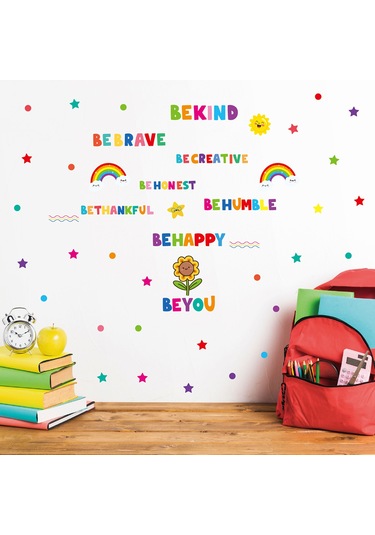 Youmex 3'lü Renkli Motivasyonel Cümleler Duvar Sticker Seti 88 Parça - Pvc Materyal, Ev/okul Dekorasyonu, Kolay Uygulama Çok Renkli