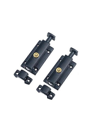 Yaylı Mandal Pimi Paslanmaz Çelik Güvenlik Kapı Sürgüsü Mandalı Siyah Sürgülü Kilit Vidalı Namlu Cıvatası 2'li Paket