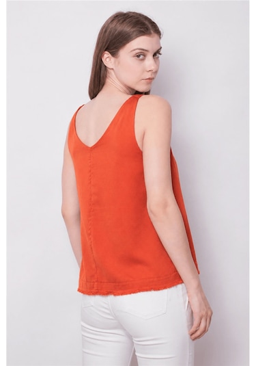 Fashion Friends Rahat Kalıp V Yaka Basic Bluz Bayan Bluz 26y0530k1 Kiremit
