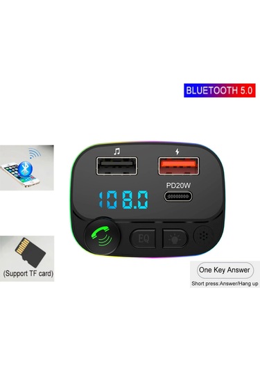 Maiyame Araç Fm Transmitörü Bluetooth 3.0 - Usb Pd Şarj Cihazı, Mp3 Çalar, Otomatik Arama Al/gör, Araç Akü Voltaj Tespiti, Dışarıda Da Kullanılabilir