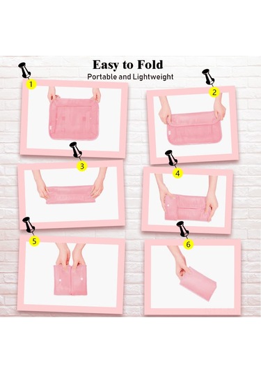 Moveevo Seyahat Çanta Düzenleyici Seti 8 Parça: Kıyafet Sınıflandırma, Su Geçirmez, Mesh Tasarım, Pembe - Çanta Organizer Paketi