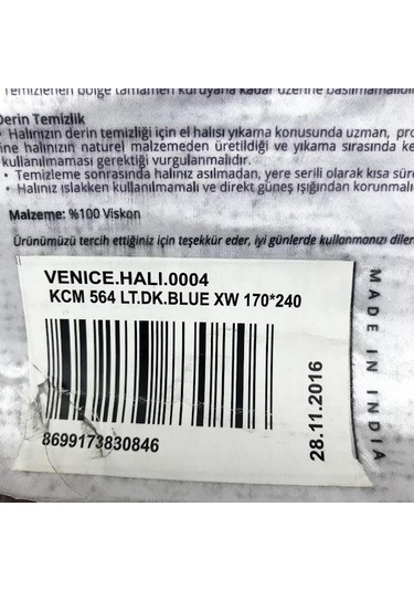 Eko Halı Venice Kcm 564 L.t.d.k. Blue İthal El Dokuma Halı Mavi