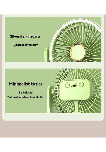 Aurora Fan Gece Lambasık Lipsi Fan Ofis Masaüstü Usb Şarjı Beyaz