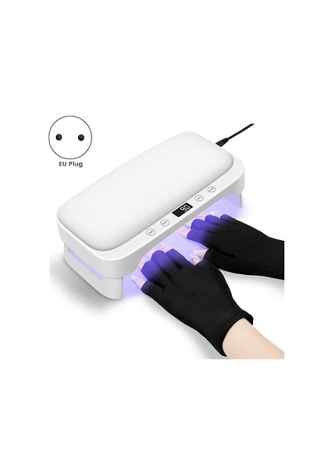 Xurunkeji Kol Dayanaklı Uv Tırnak Lambası, Uv Eldiven, Jel Oje İçin Led Tırnak Işığı, 4 Zamanlayıcılı Katlanabilir Tırnak Kurutucusu, Ab Fişi