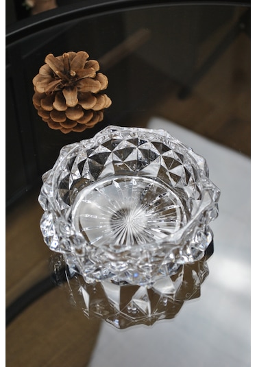 Dazzling Yuvarlak Cam Kristal Lüks Küllük - Kül Tablası 11 Cm