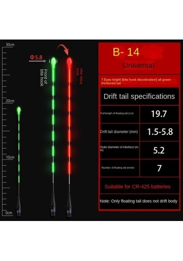 Novahub 1 Adet Süper Parlak Led Balıkçılık Akıllı Şamandıra Üst Aydınlık Gece Balıkçılık Şamandıra Üst Cr425 Pil B14-bite Hook Color Change
