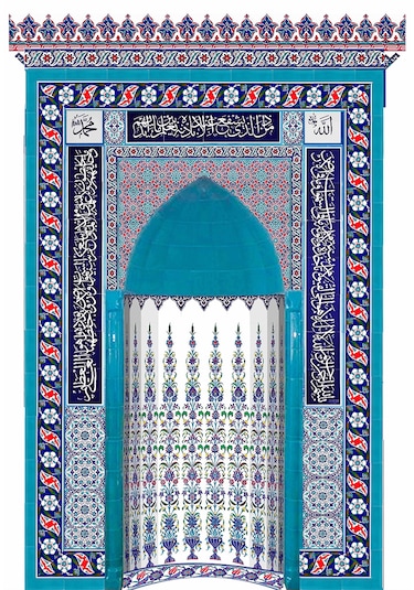 Armada Çini 180x290 Ks-21 Çiçek Çinili Mescit Mihrap Cami Mihrapl