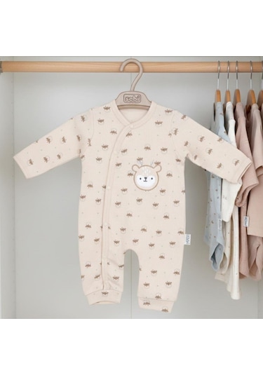 Sebi Bebe Kruvaze Geyikli Patiksiz Tulum 1143 Bej