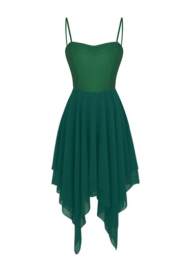 Siyah Bayan Bale Balo Salonu Dans Elbise Spagetti Kayışı Kolsuz Asimetrik Çağdaş Giyim Siyah