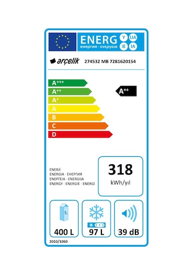 Arçelik 274532 MB No Frost Buzdolabı Beyaz