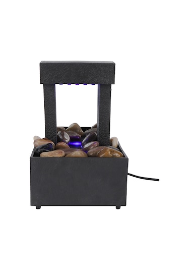 Hangfox Usb Led Işıklı Masaüstü Su Fırtınası - Doğal Taş Dekorasyonlu, Ev Ve Ofis İçin Sakinleştirici Su Sesli Dekoratif Alet