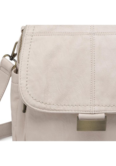 Yıkama Deri Sırt Askılı Kadın Çantası 21-k Barcelona 1908 Bej