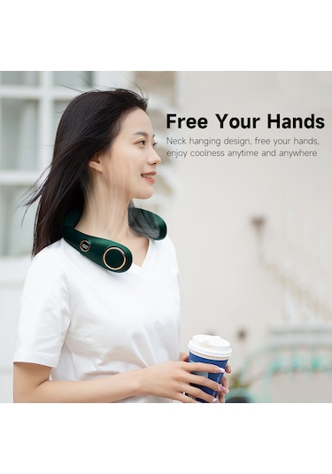 Lemestar Beyaz Boylu Kolsuz Boyun Fanı - 3 Vites Rüzgar Hızı - Led Ekran - 360 Tam Yönlü Havalandırma - 2000mah Batarya Beyaz