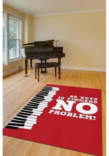 Homshtag 88 Tuş 10 Parmak Kırmızı Halı Piyano Müzik Sever Halı Çok Renkli