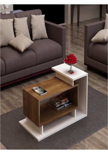 Orta Sehpa Servis Sehpası Sky Beyaz Ceviz