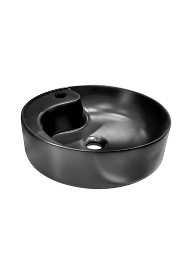 Boheme Tasarım Çanak Lavabo Batarya Delikli Siyah