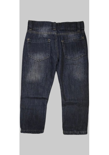 Erkek Çocuk Denim Çizgili Füme Tırtıklı Ligrasız Kot Pantolon Füme