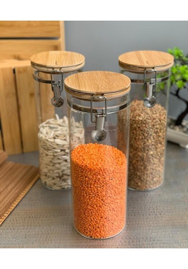 Bambum Mada 1300Ml 20 CM 6 Lı Kelepçeli Vakumlu Boroslikat Cam Se