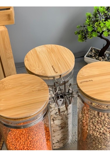 Bambum Mada 1300Ml 20 CM 6 Lı Kelepçeli Vakumlu Boroslikat Cam Se