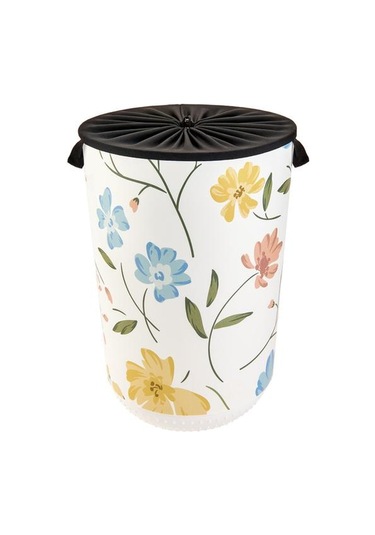 Qutu Ağzı Büzgülü Çok Amaçlı Çamaşır Sepeti - Renkli - 40 Lt Renkli