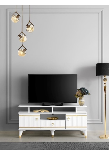 130 CM KORDON RAFLI MDF MEBRAN KAPAK TV SEHPASI