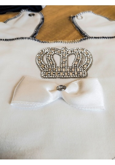 Hastane Çıkışı 5 Parça Siyah Taşlı Erkek Bebek Giyim Beyaz - Siyah