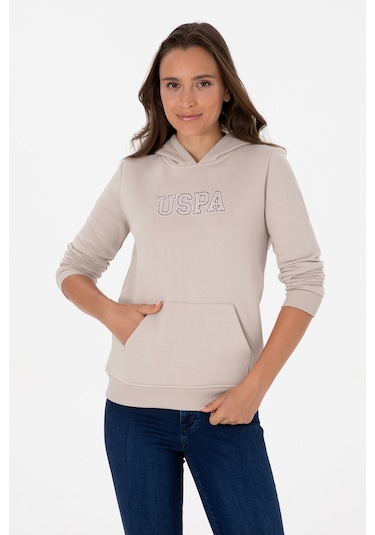 U.S. Polo Assn. Kadın Taş Şardonlu Kapüşonlu Basic Sweatshirt 50313566-VR049 U.S. Polo Assn. Kadın Taş Şardonlu Kapüşonlu Basic Sweatshirt 50313566-VR049