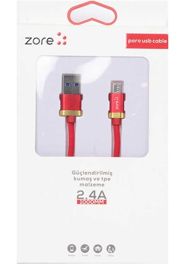 Biriva Home Kırmızı Poro Micro Usb Kablo 1m