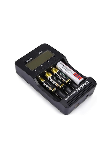 Liitokala Lii-500 4 Yuvalı Lcd Lityum/nimh Pil Şarj Cihazı + 2a Adaptör + Araç Şarj Cihazı Siyah İngiltere Tak