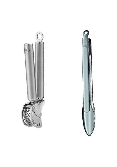 Paslanmaz Çelik Sarımsak Kıyma Presi Ve 12 İnç Kilitli Maşa Paket Çok Renkli