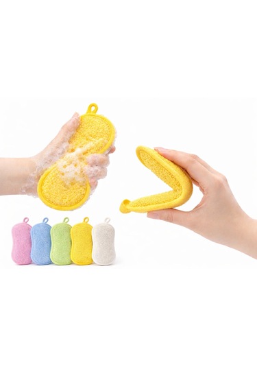Mikrofiber Bulaşık Süngeri, Temizlik Süngeri Çift Taraflı, Çok Amaçlı, 5 Li Set