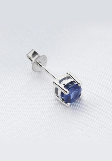 14 Ayar Altın 0.64 Karart Safir Tektaş Tek Küpe Çift Değildir Beyaz