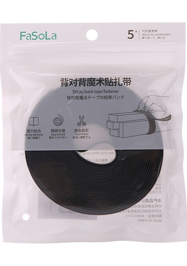 Teltree Fasola Bilgisayar Kablolarını Düzenleyici, Otomatik Yapışkan Arka Yüzeyli, 5 Metre Siyah, Ofis Ve Ev İçin Dayanıklı Kordon Bağlayıcı