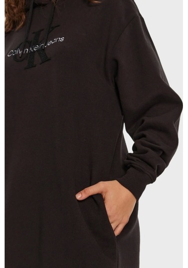 Ck Jeans Chenılle Monologo Hoodıe Dress Siyah