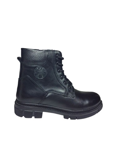 2007 Ortopedikal Hrl1234 Klt Siyah Erkek Bot % 100 Deri Bağcıklı + Fermuarlı Siyah