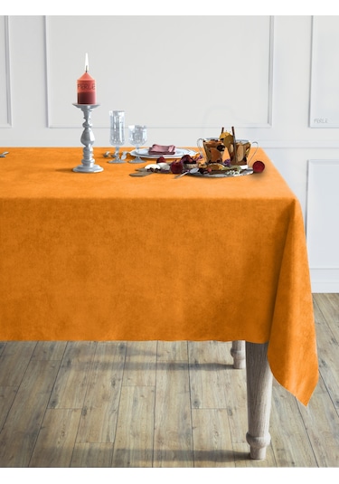 Daily Series Kadife Dokulu Mandalina Rengi Masa Örtüsü Mandalina