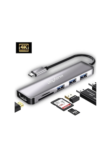 Daytona FC17 Type-c To Hdmı 2 Usb 3.0 Sd Tf 5in1 Çevirici Adaptör