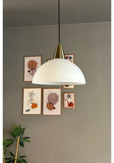 Perry Beyaz Cam Tekli Avize Eskitme Huni Başlık Retro Sarkıt Lamba Restoran Salon Aydınlatma Beyaz