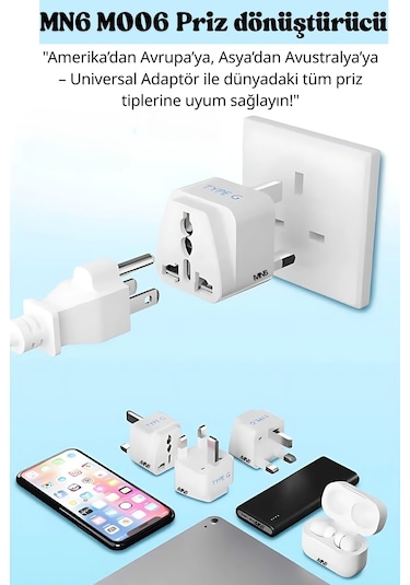 Mn6 M006 Priz Dönüştürücü/5 Adet/kıbrıs-hac Umre Prizi-g Plug Adapter-seyahat Adaptörü