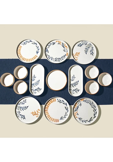 Nehir Aqua Terra 6 Kişilik 15 Parça Seramik Kahvaltı Takımı Açık Mavi