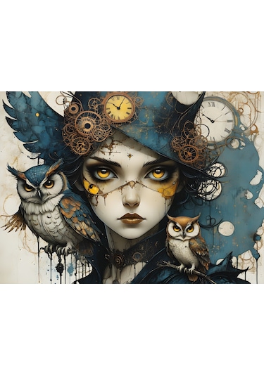 Nova Puzzle 1000 Parça Baykuşlu Gizem Puzzle - Kadın Ve Baykuş